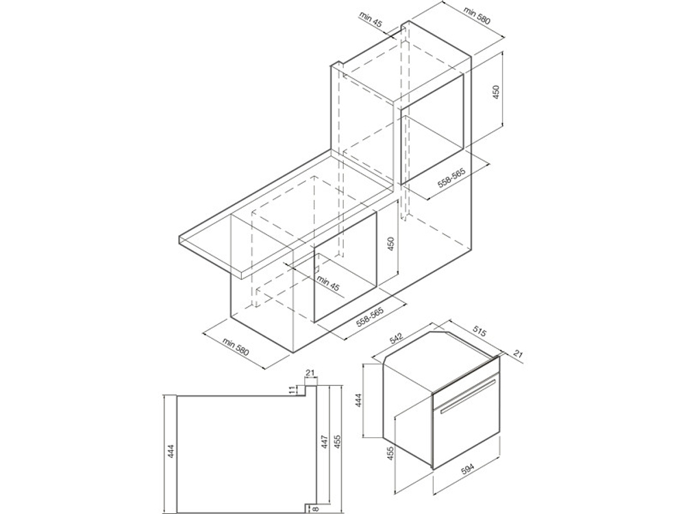 Духовой шкаф GRAUDE BWG 45.0 W компактный с СВЧ