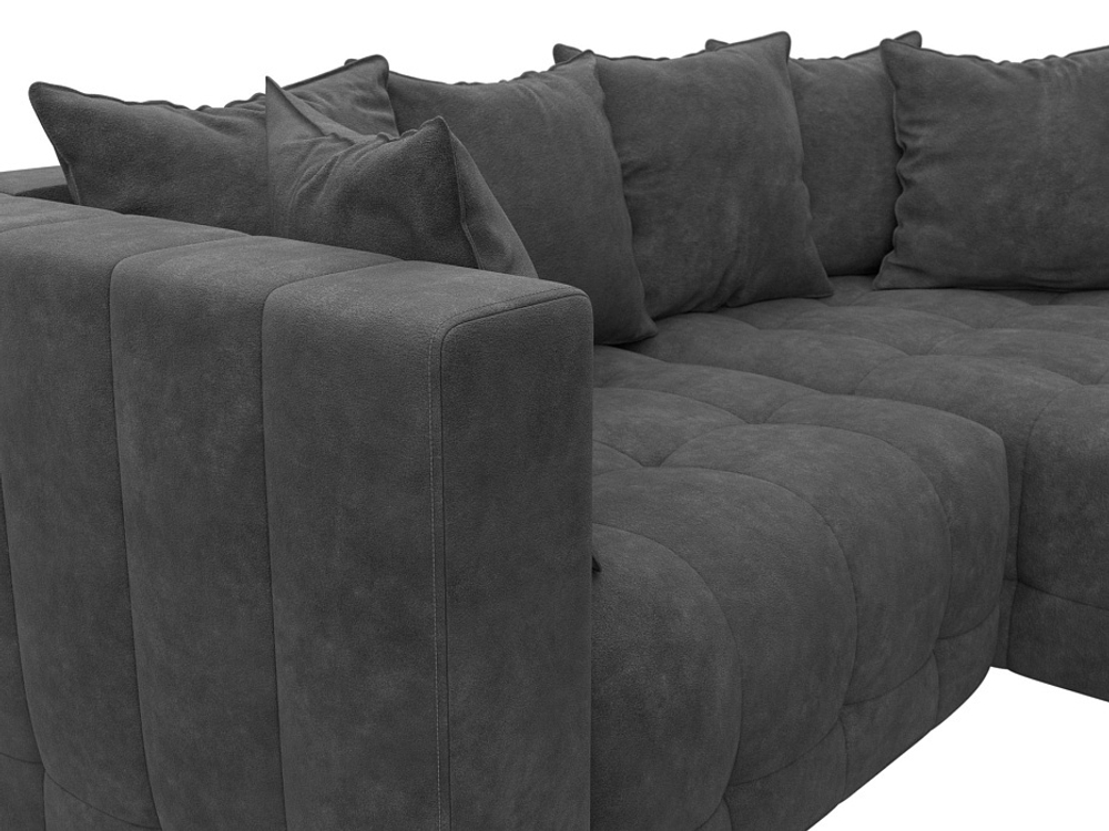 Диван угловой Лига-052 НПБ угол универсальный, BRUT 16 ВЕЛЮР темно-серый