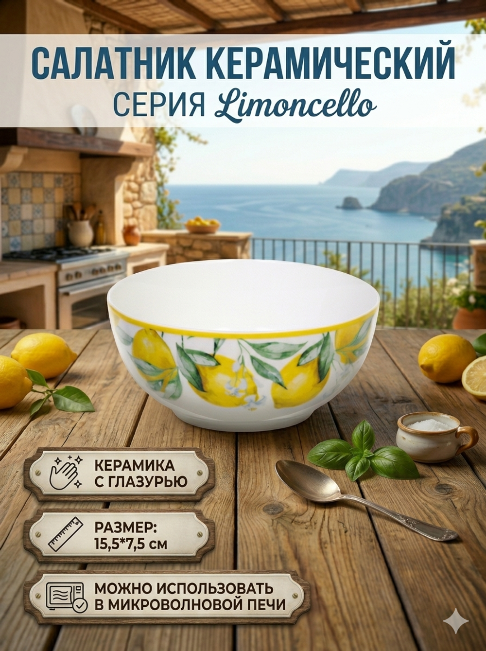 Салатник керамический «Limoncello» 15,5*7,5см