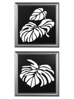 Настенный декор "Два панно монстеры" в серебристой раме