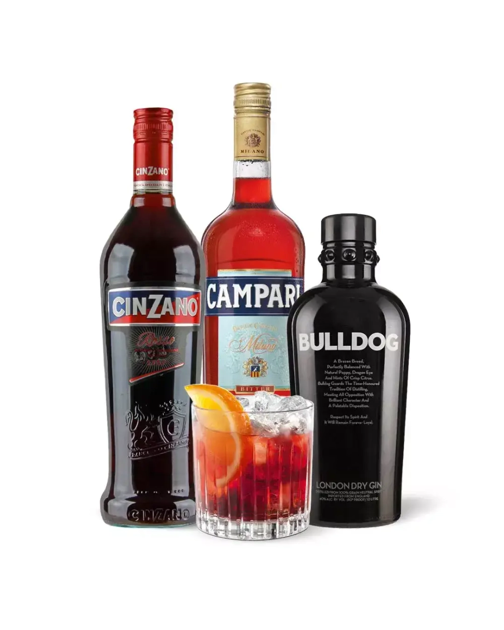 Campari 0,7 л. + Cinzano Rosso 0,75 л. + Bulldog 0,7 л. Negroni Микс