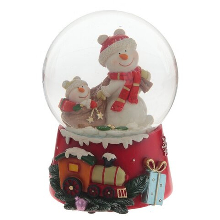 GAEM Фигурка декор в стекл шаре "Снеговики" (муз с ключ), D 10 см, L10 W10 H13,5 см