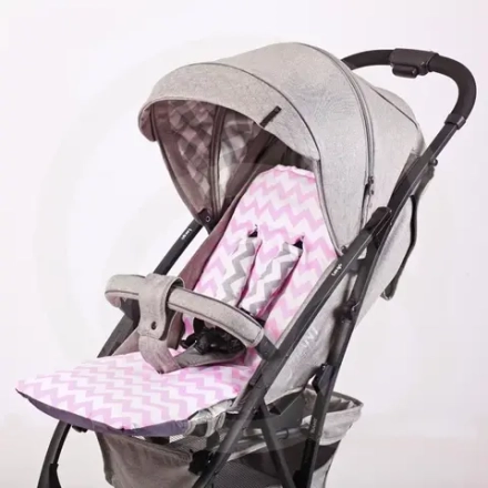 33/11 Матрас в прог. коляску универсальный "Зиг-Заг" (серый+мята) 35*84 см.