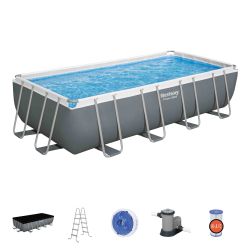 Каркасный прямоугольный бассейн Bestway 549х274х122 см + фильтр-насос 5678 л/ч, тент, лестница (56465 BW)