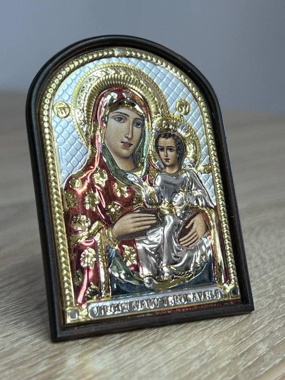 Иерусалимская БМ, икона арочная, пластик, эмаль 48x65