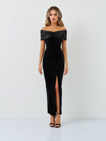 Платье со сборкой на груди и пайетками