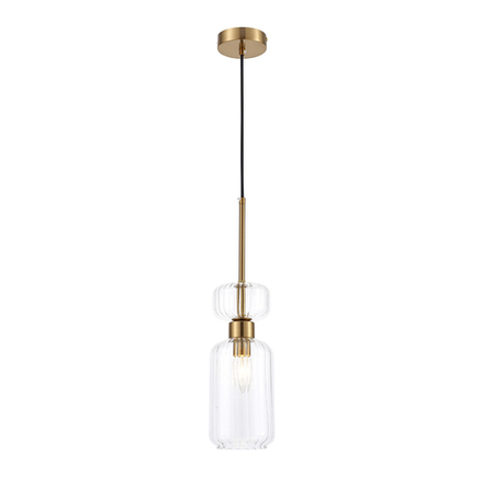 Подвесной светильник 1x60Вт E14, металл/стекло, античная медь/прозрачный