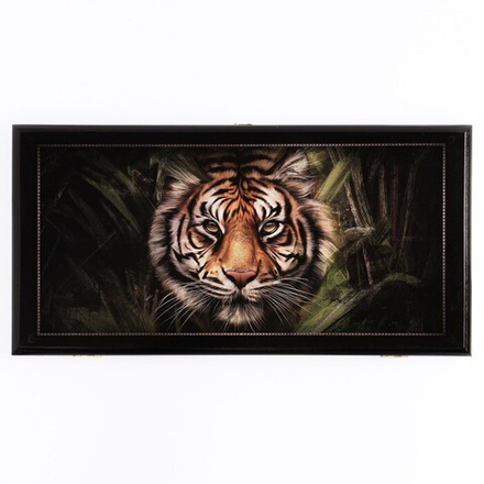 Нарды-шашки "Голова тигра" (деревянная доска 50 x 50 см.)