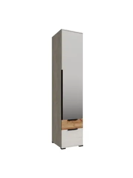 Шкаф-пенал Лилль с зеркалом дуб крафт белый