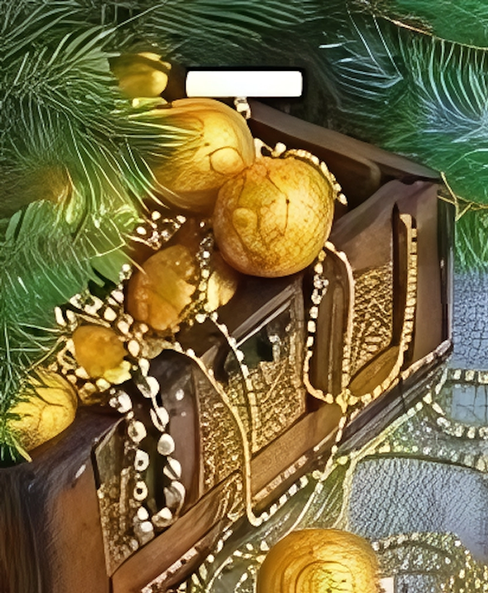 Пакет ПЭ с вырубной ручкой 38х45+3см (60) (Новогодние сокровища) НГ, глянцевый Артпласт (х25/500)