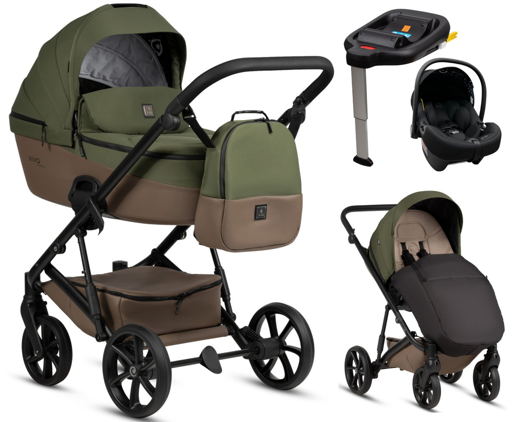 Детская коляска Tutis Viva 6 Plus Essential 4 в 1 с автокреслом Elo Lux EduSky Black и базой 1612050 Pine