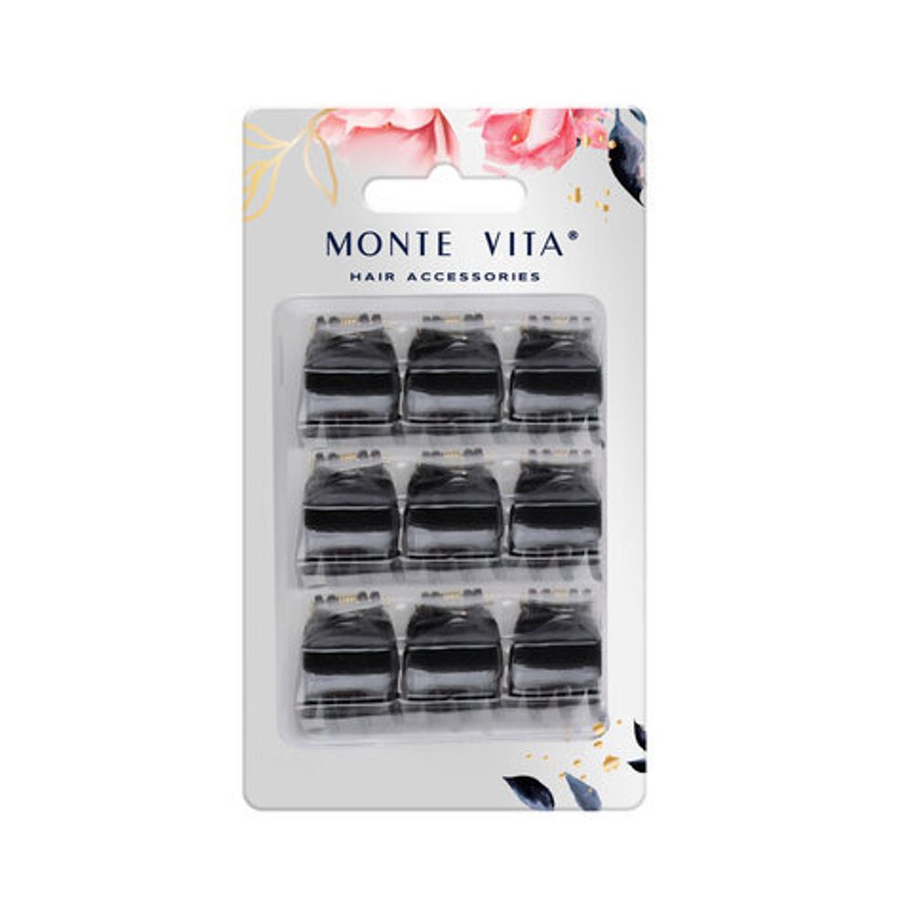 Крабы для волос НАБОР 9 шт., 1,5 см, глянцевый, АССОРТИ, MONTE VITA, 457025