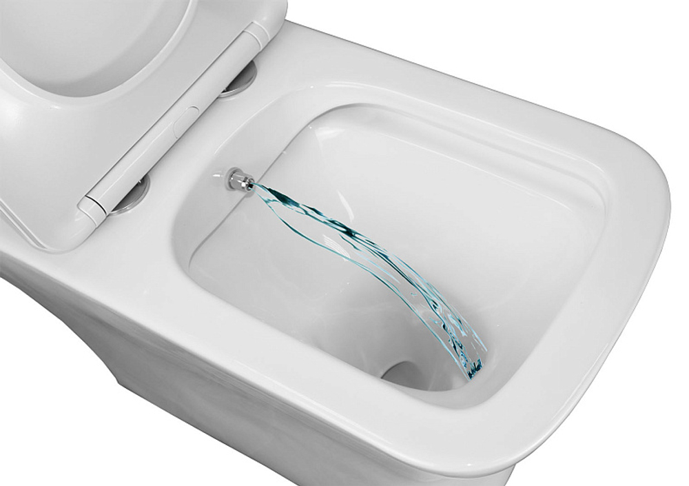 Унитаз моноблок с функцией биде Azario Lodi 350х665х750 напольный, безободковый, горизонтальный слив, сиденье дюропласт микролифт (AZ-8617B)