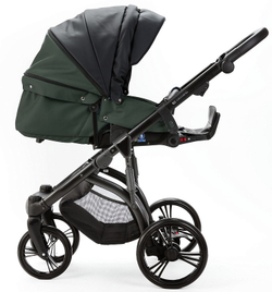 Детская коляска Adamex Lanti Deluxe 2 в 1 LN-SD41 (ЧЕРН. КОЖА + Т.ЗЕЛЕН.КОЖА)