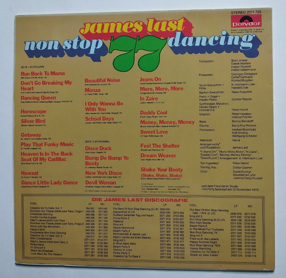 Винтажная виниловая пластинка LP James Last Non Stop Dancing 77 (Germany 1976)