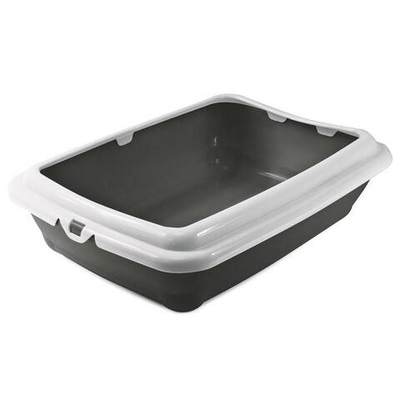 Туалет для кошек прямоугольный с бортом "Штиль", серый/светло-серый, 455*350*125мм, Gamma