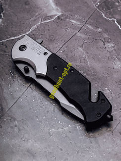 Тактический складной нож Browning со стеклоотбоем и стропорезом Черный