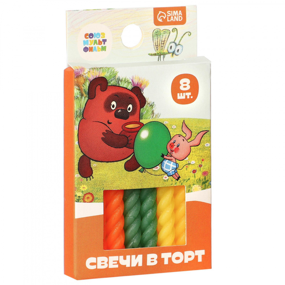 Набор тортовых свечей "Винни-Пух" 8 шт, 7 см