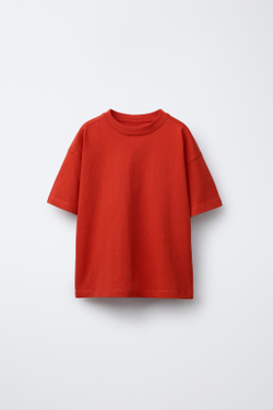 ZARA ОДНОТОННАЯ ФУТБОЛКА, КРАСНЫЙ