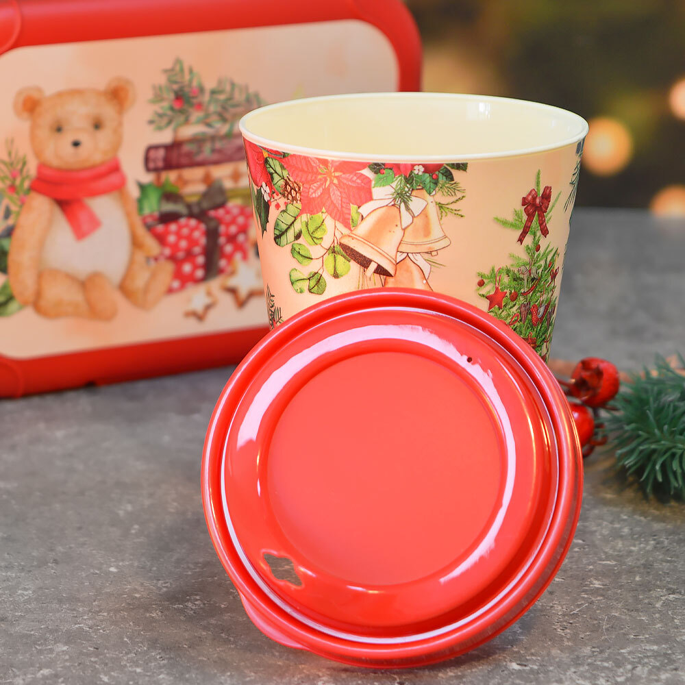 Набор "Игрушки" 2 предмета: ланч-бокс 0,85л, стакан 420мл с крышкой, цвет красный