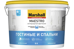 Краска для стен и потолков водно-дисперсионная Marshall Maestro Интерьерная Фантазия глубокоматовая белая