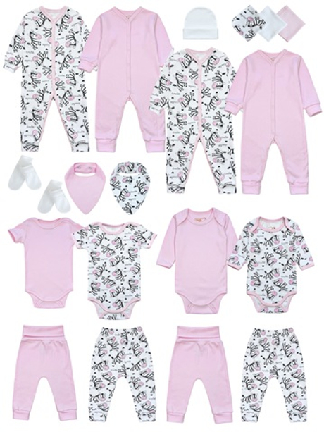 Комплект одежды из 20 предметов Зебры pink