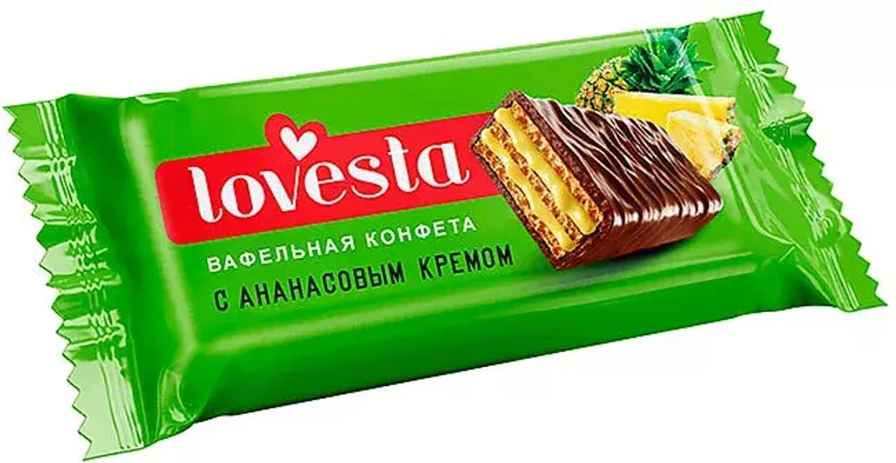 Вафельная конфета Lovesta с ананасовым кремом (коробка 1,5 кг)