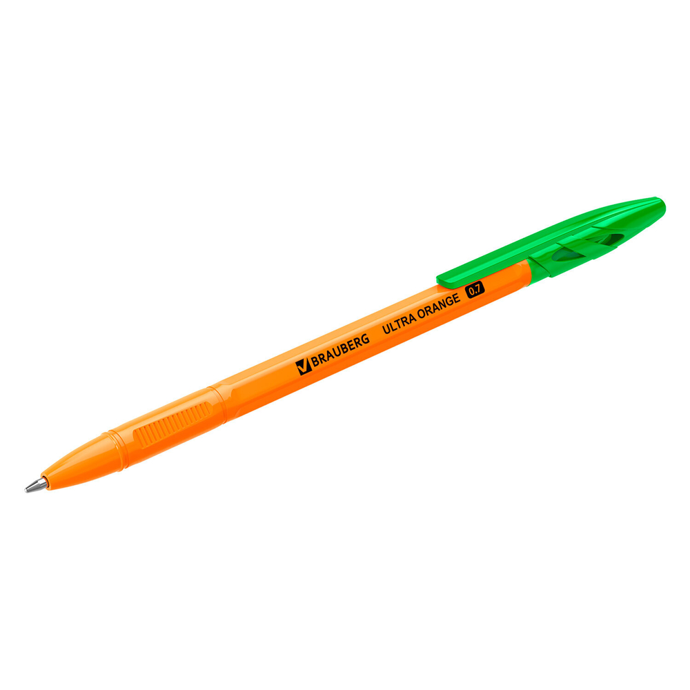 Ручка шариковая BRAUBERG "ULTRA ORANGE", ЗЕЛЕНАЯ, узел 0,7 мм, чернила ГЕРМАНИЯ, наконечник ШВЕЙЦАРИЯ, 143565