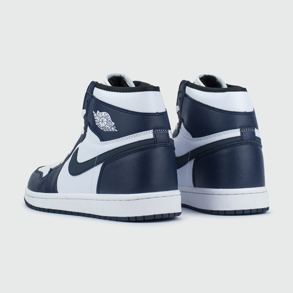 Кроссовки Nike Air Jordan 1 White / D.Blue with Fur