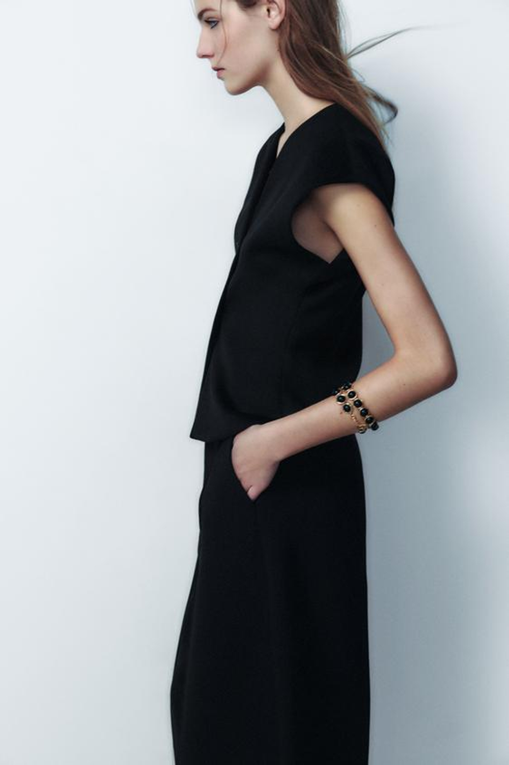 ZARA ТОП ИЗ СМЕСОВОЙ ШЕРСТИ, ЧЕРНЫЙ