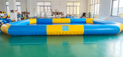 Прямоугольный надувной бассейн "Полосатик" 9х7х0.65 м, голубой, жёлтый