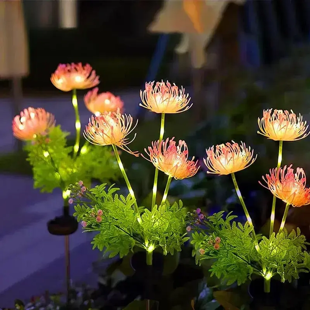 2шт. Декоративный садовый уличный светильник на солнечной батарее "Фонарик Розовые Цветы"