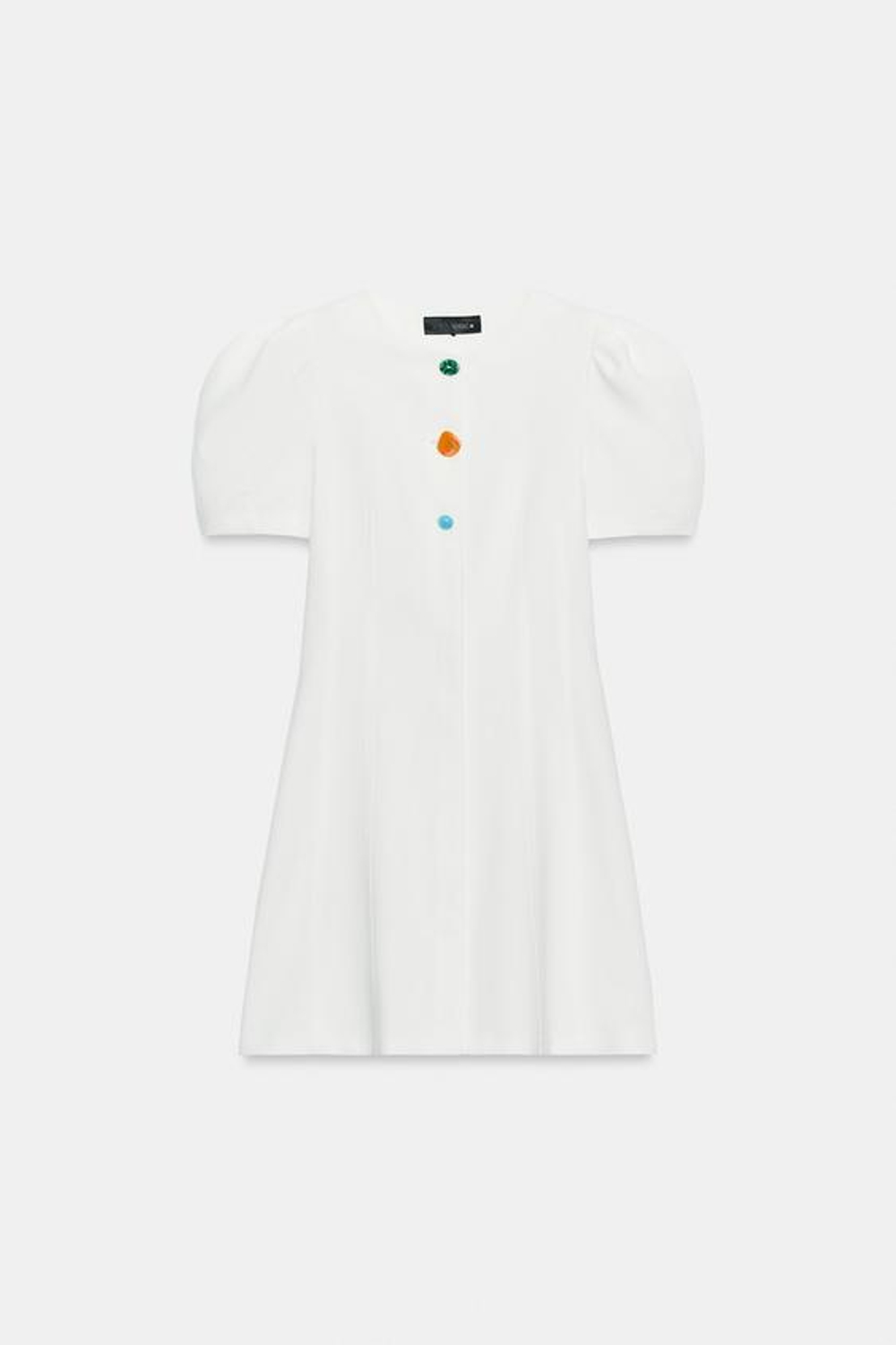 ZARA ПЛАТЬЕ С КОРОТКИМИ РУКАВАМИ-БУФФ, ЖЕЛТОВАТО-БЕЛЫЙ