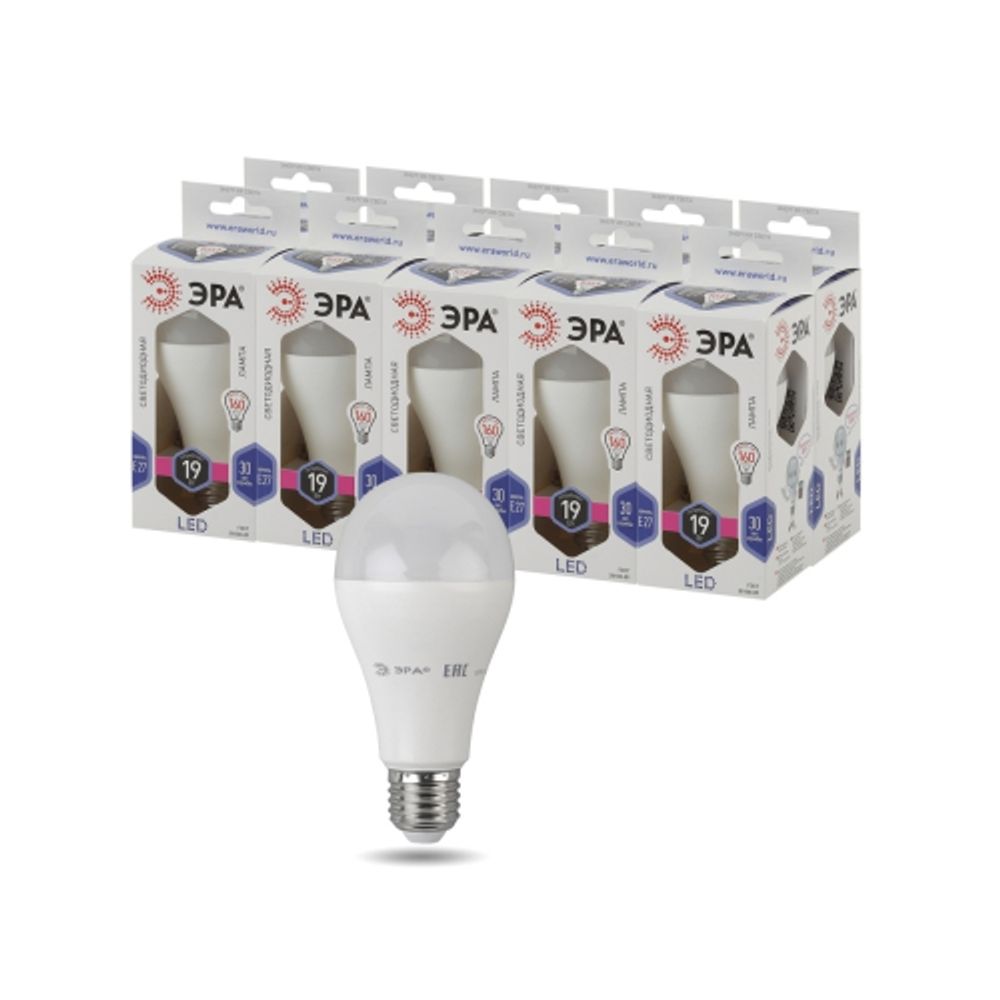 Лампа светодиодная ЭРА STD LED A65-19W-860-E27 19Вт груша холодный дневной свет Е27