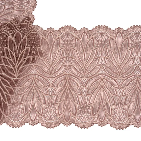 Кружево эластичное кофейно-розовое 21 см