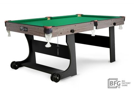 Бильярд BFG Compact Light 6 (Анкор+черный) (Пул, анкор/черный (ЛДСП), ЛДСП_16, Euro Pro 50 ш1.98м Yellow green, Х/б сетка)