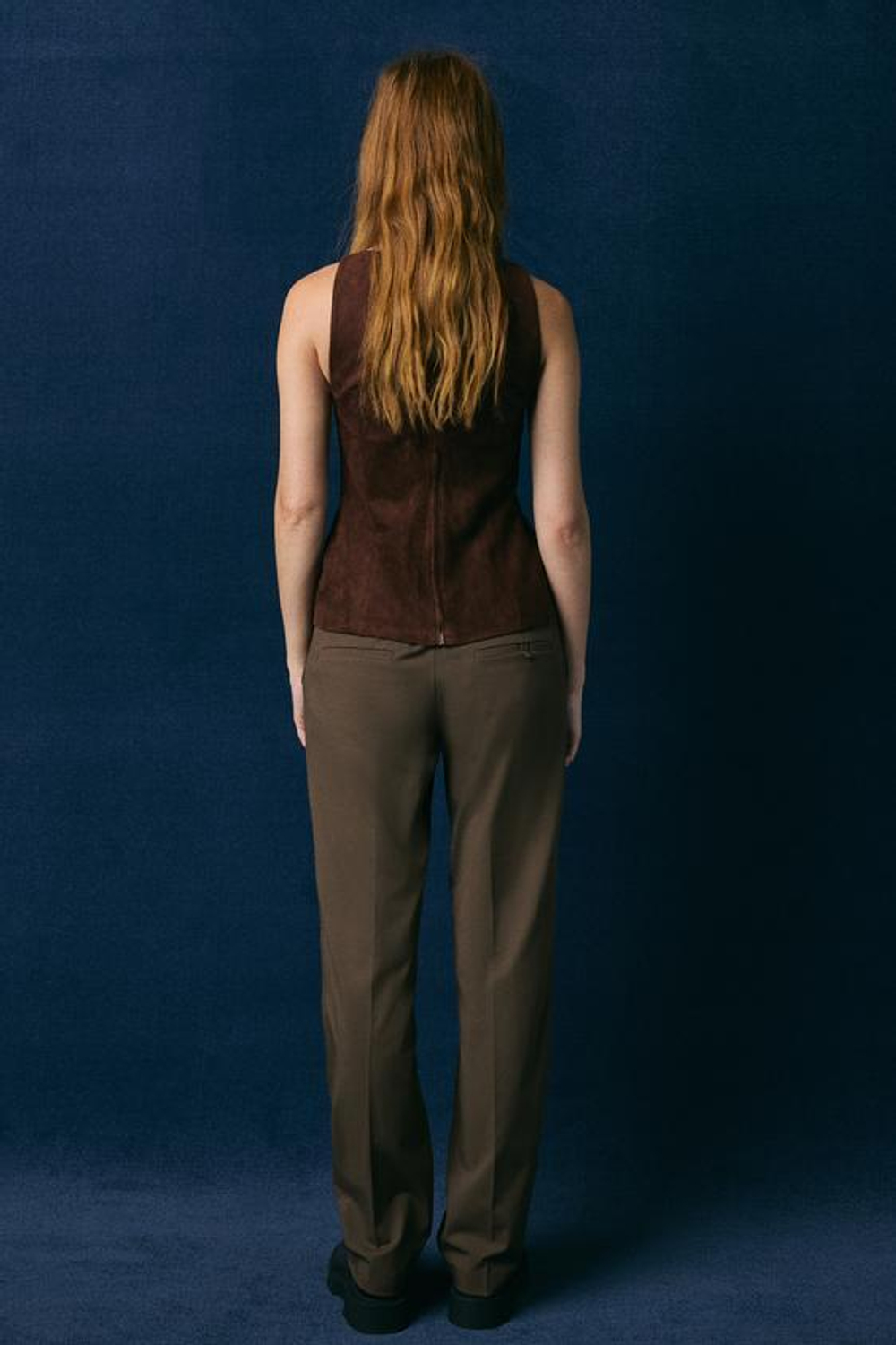 ZARA ТОП ИЗ ИСКУССТВЕННОЙ ЗАМШИ, КОРИЧНЕВЫЙ