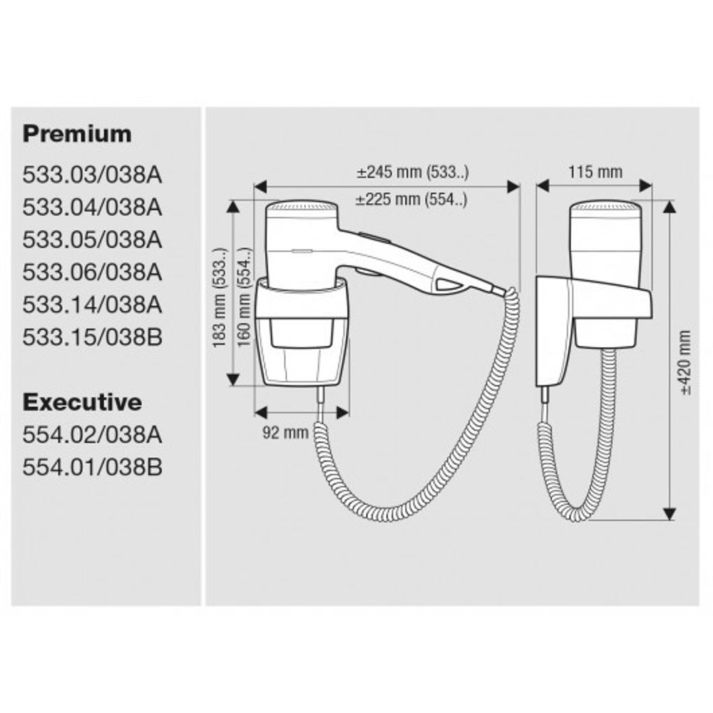 Настенный фен Valera Executive 1200 Super (554.02/038A) - 2