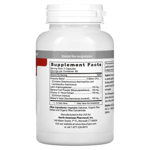 D'adamo, Polyflora, пробиотическая формула, разработанная для группы крови O, 120 вегетарианских капсул