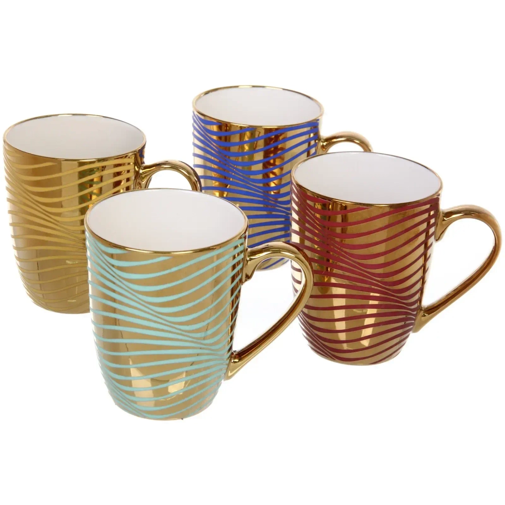 Кружка керамическая 350мл «Волны на золоте», микс