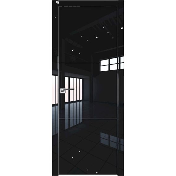 Межкомнатная дверь глянцевая Profil Doors 13LE чёрный люкс с алюминиевым молдингом