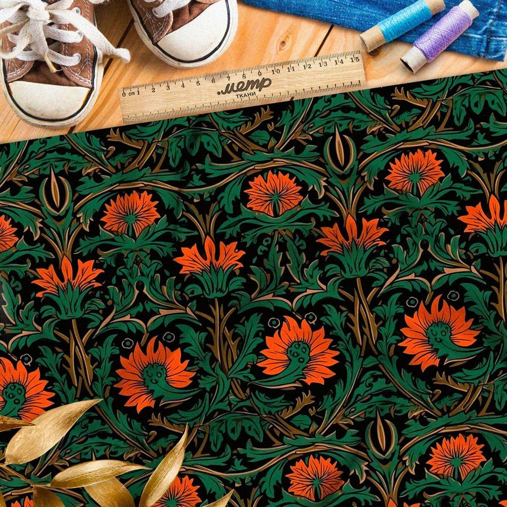 Ткань премиум Оксфорд 600D экзотические цветочные фантазии