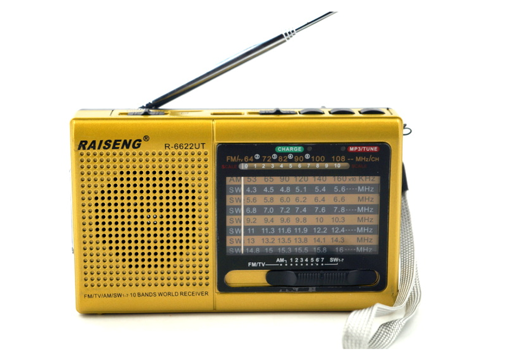 Радиоприемник RAISENG R-6622UT (FM64-108/USB/TF) фонарик