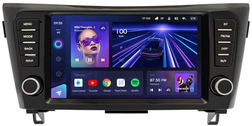 Магнитола для Nissan X-Trail T32, Qashqai J11 2014-2022 (без штатного 360, рамка с крутилками) - Teyes CC3 на Android 10, QLED, ТОП процессор, 4Гб+32Гб, CarPlay, 4G SIM-слот