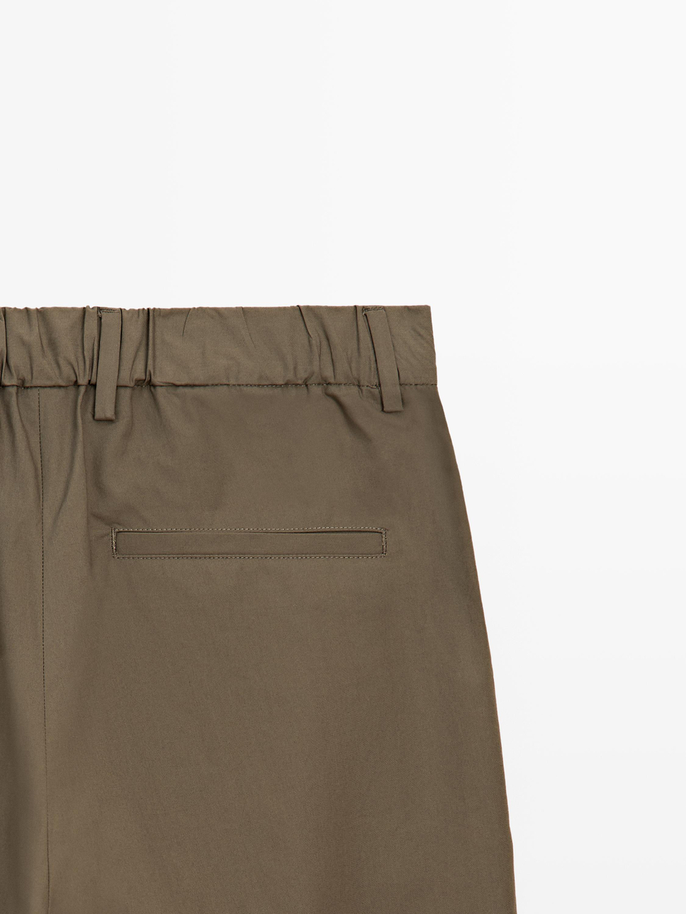 Massimo Dutti Хлопковые брюки с двойными вытачками, темно-зеленый