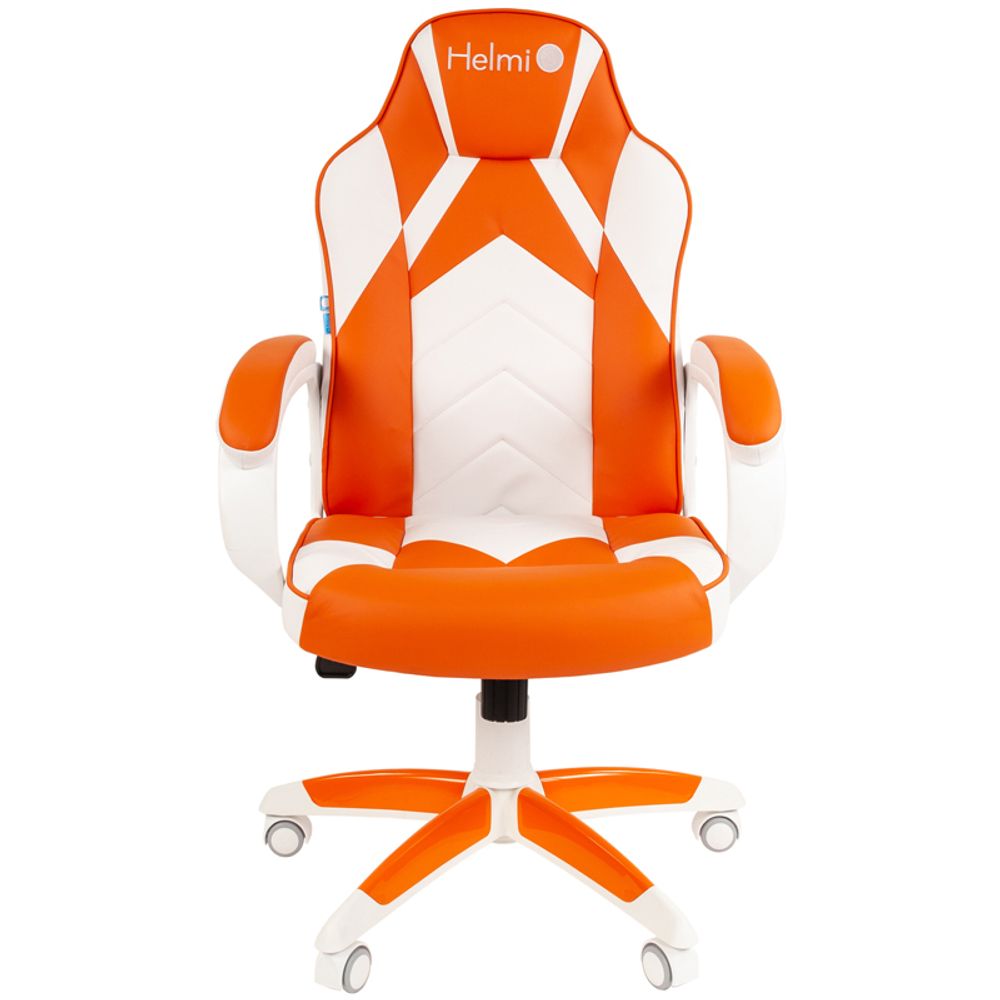 Кресло игровое Helmi HL-S17 "Arrow", экокожа, белая/оранжевая, механизм качания