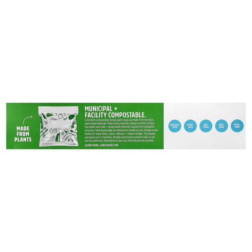 Lunchskins, Биоразлагаемые пакеты с застежкой-молнией, галлон, 30 шт.