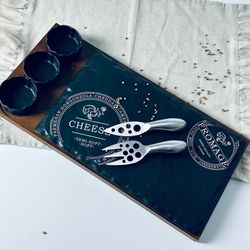Lenardi 232-025 Сервировочная доска/блюдо для сыра с приборами 5пр. BLACKWOOD в под.уп.(х8)Фарфор