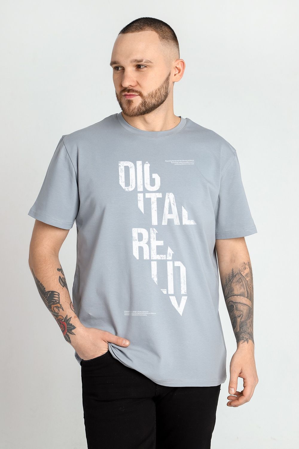 Фуфайка (футболка) мужская Клаб-5У Виотекс СЕРЫЙ