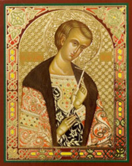 Икона на деревянной основе Димитрий Угличский св. блгв. царевич 8х6 с тиснением золотой фольгой, в у